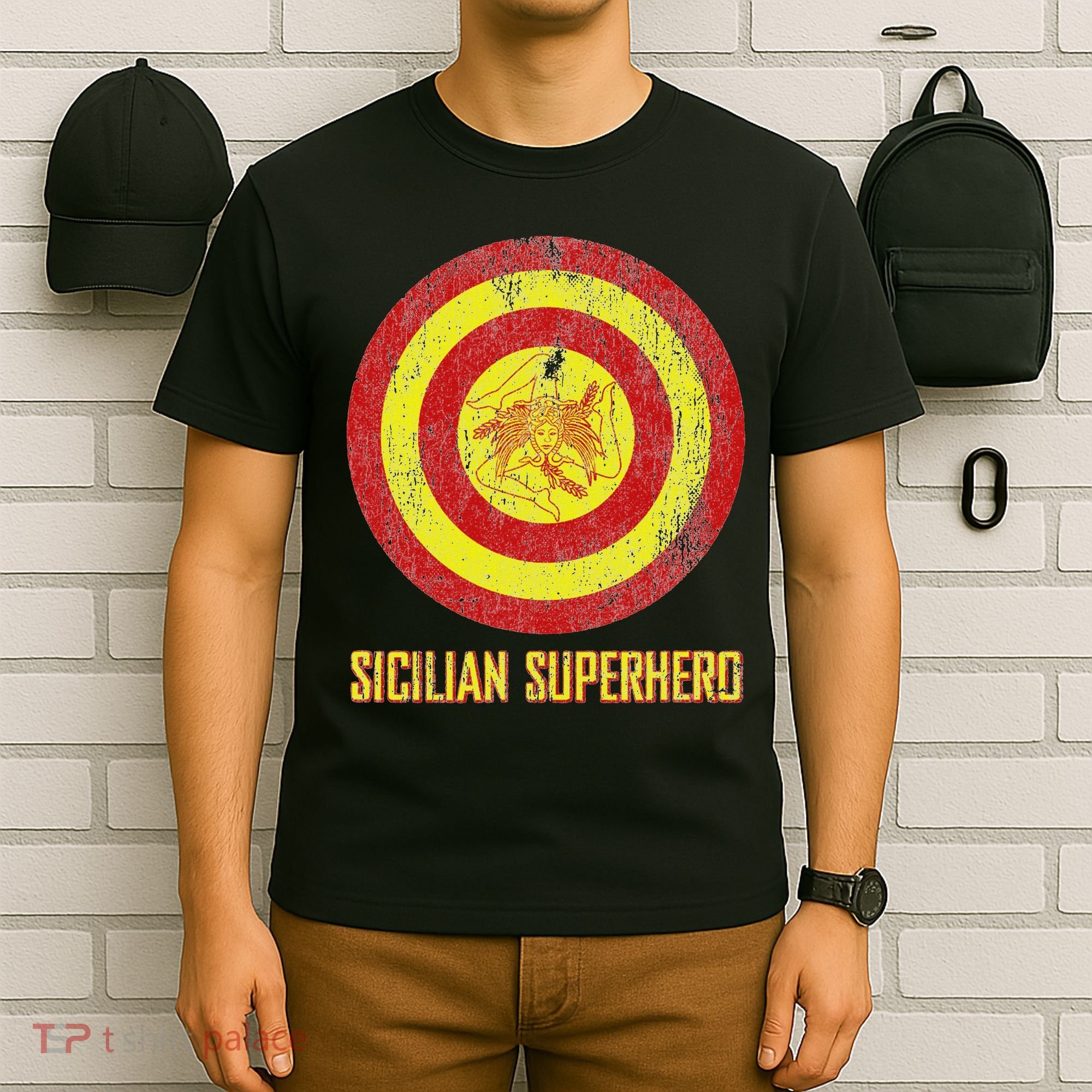 Sicilian Pride Sicilia Flag Super Hero T-Shirt