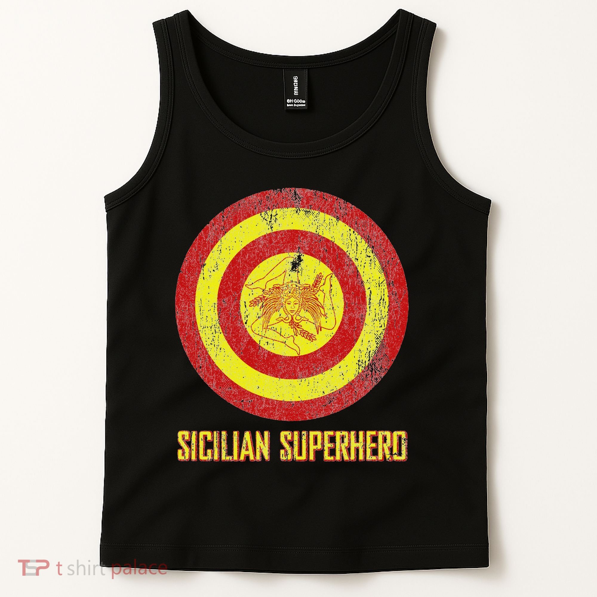 Sicilian Pride Sicilia Flag Super Hero Tank Top