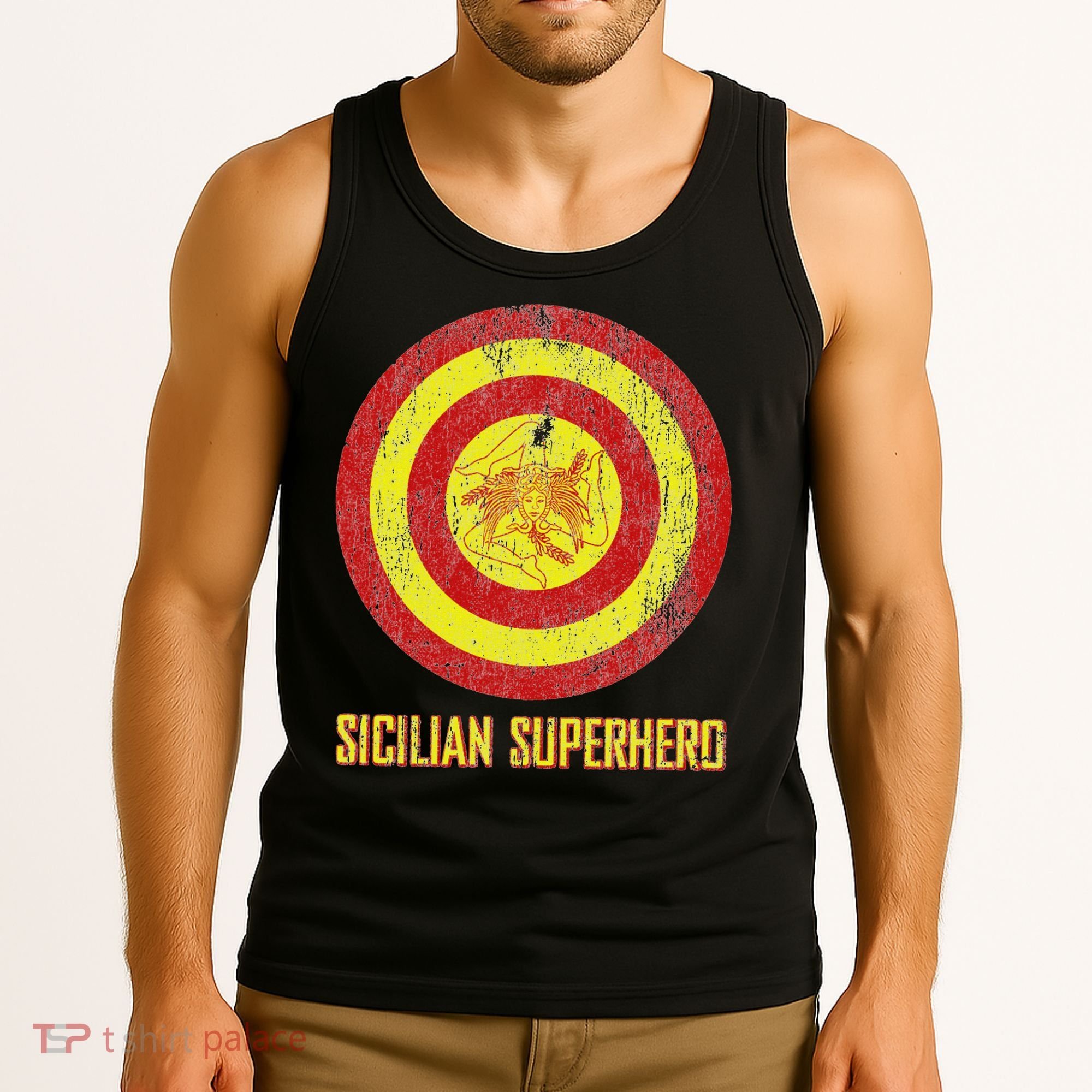 Sicilian Pride Sicilia Flag Super Hero Tank Top