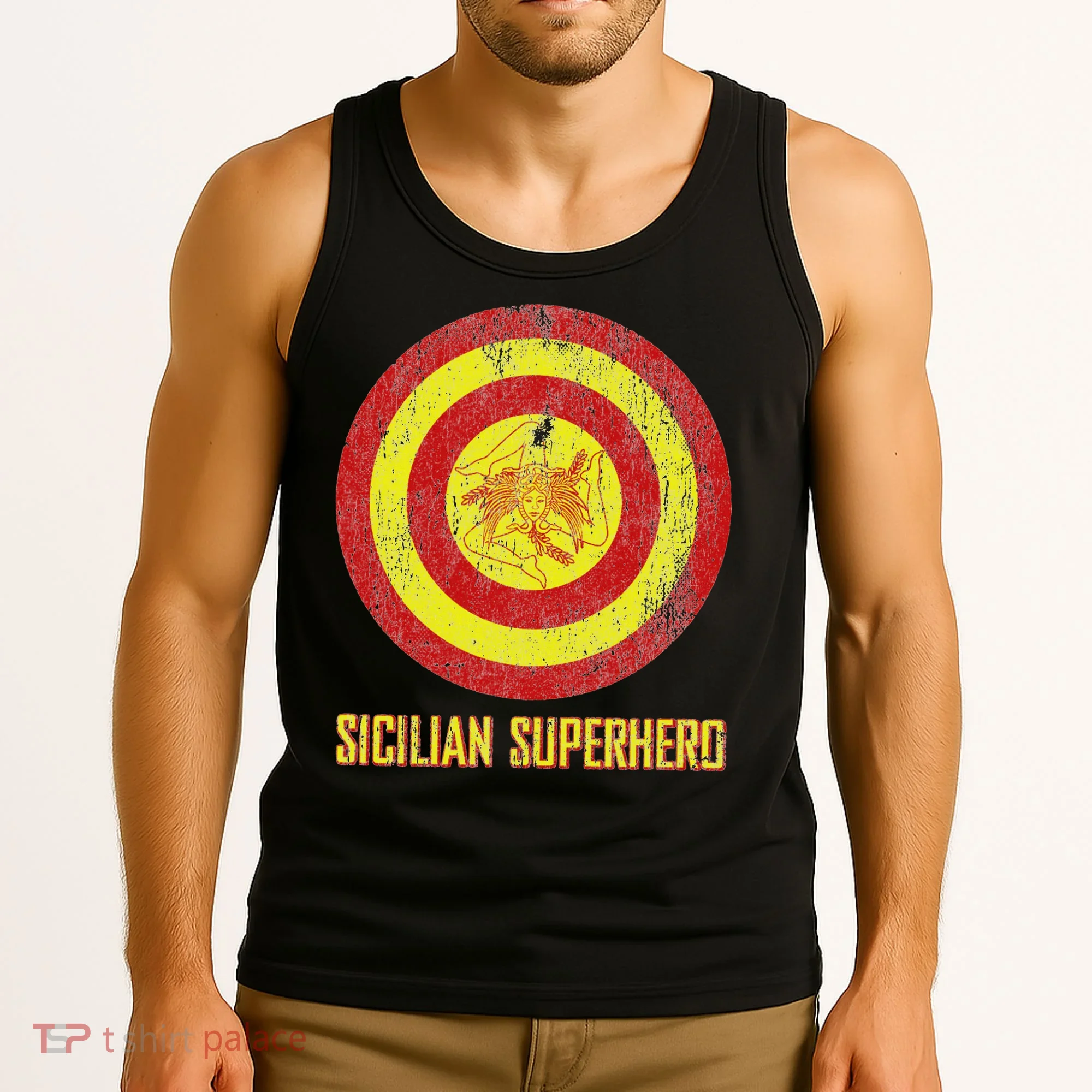 Sicilian Pride Sicilia Flag Super Hero Tank Top