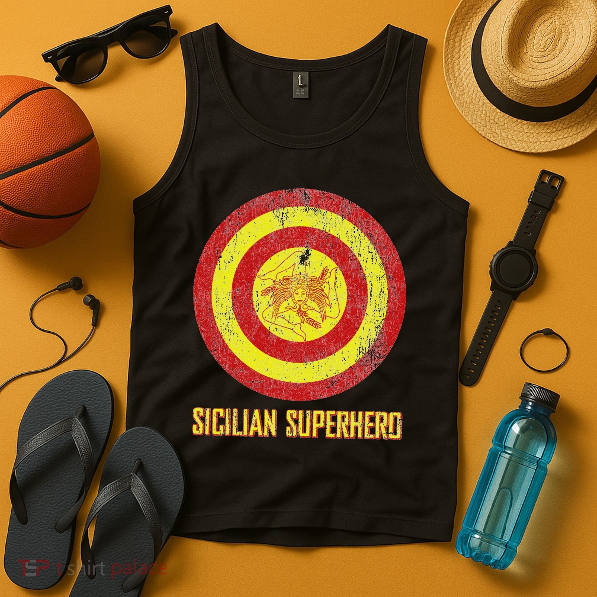 Sicilian Pride Sicilia Flag Super Hero Tank Top