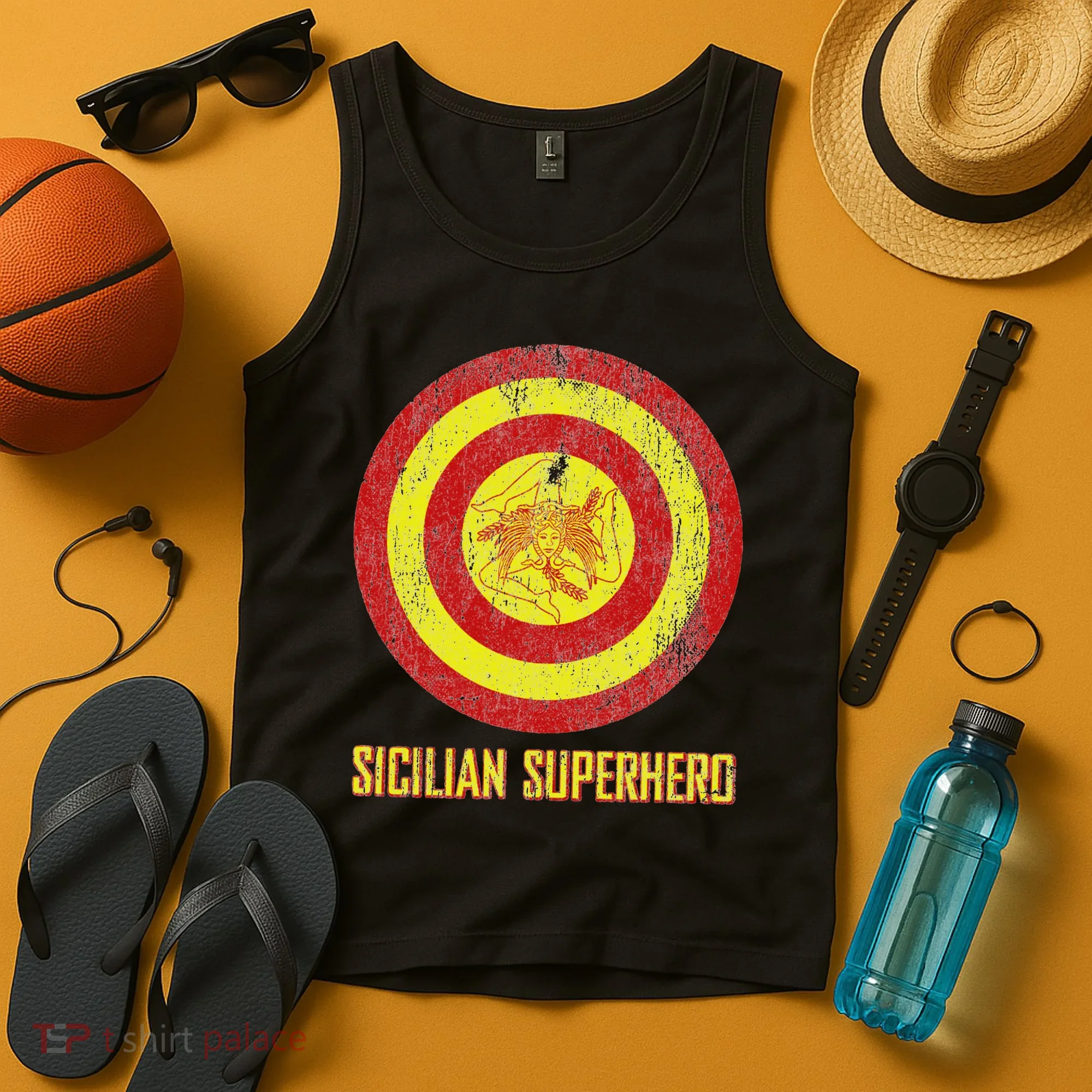 Sicilian Pride Sicilia Flag Super Hero Tank Top
