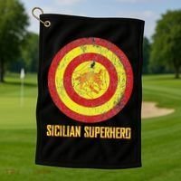 Sicilian Pride Sicilia Flag Super Hero Golf Towel thumb 1