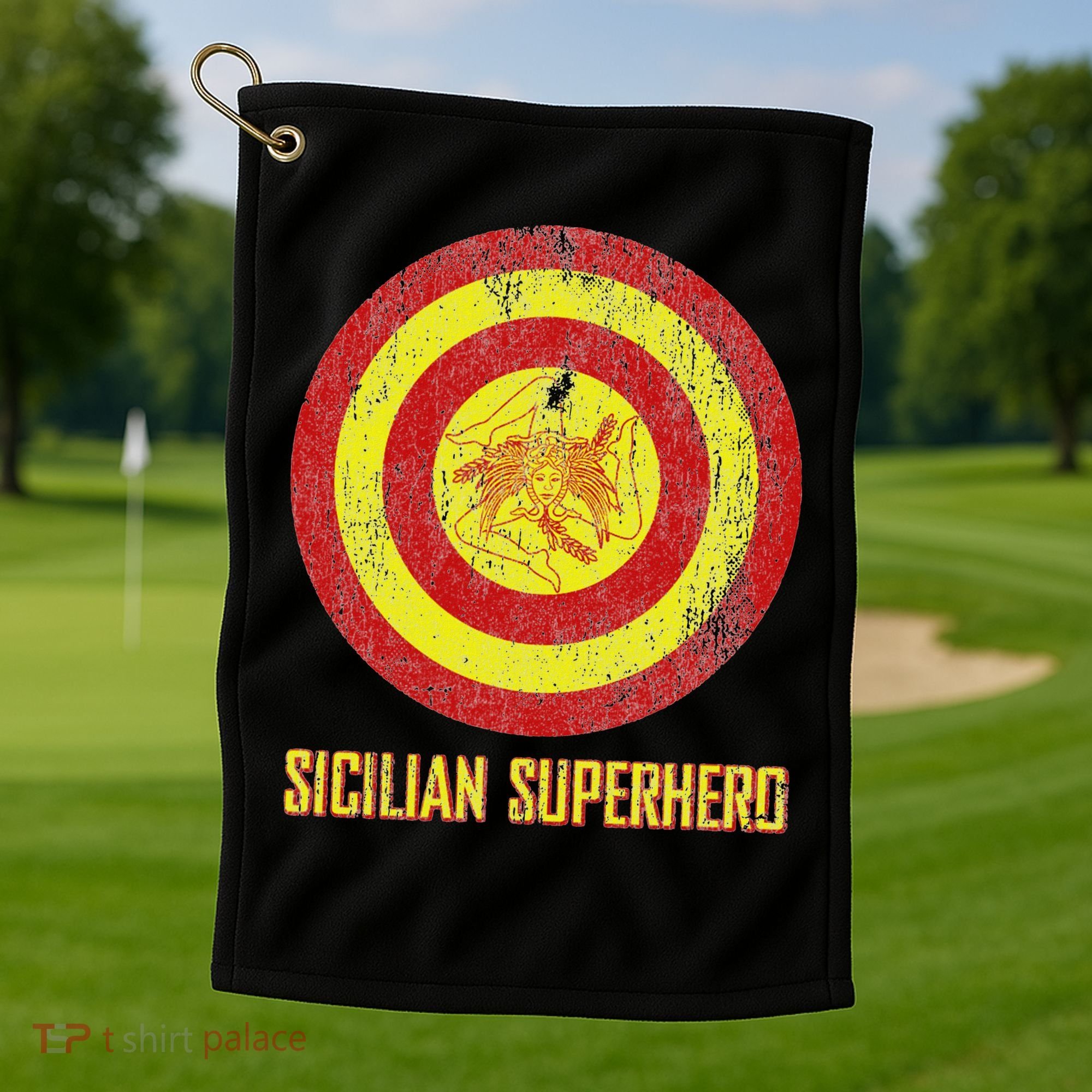Sicilian Pride Sicilia Flag Super Hero Golf Towel
