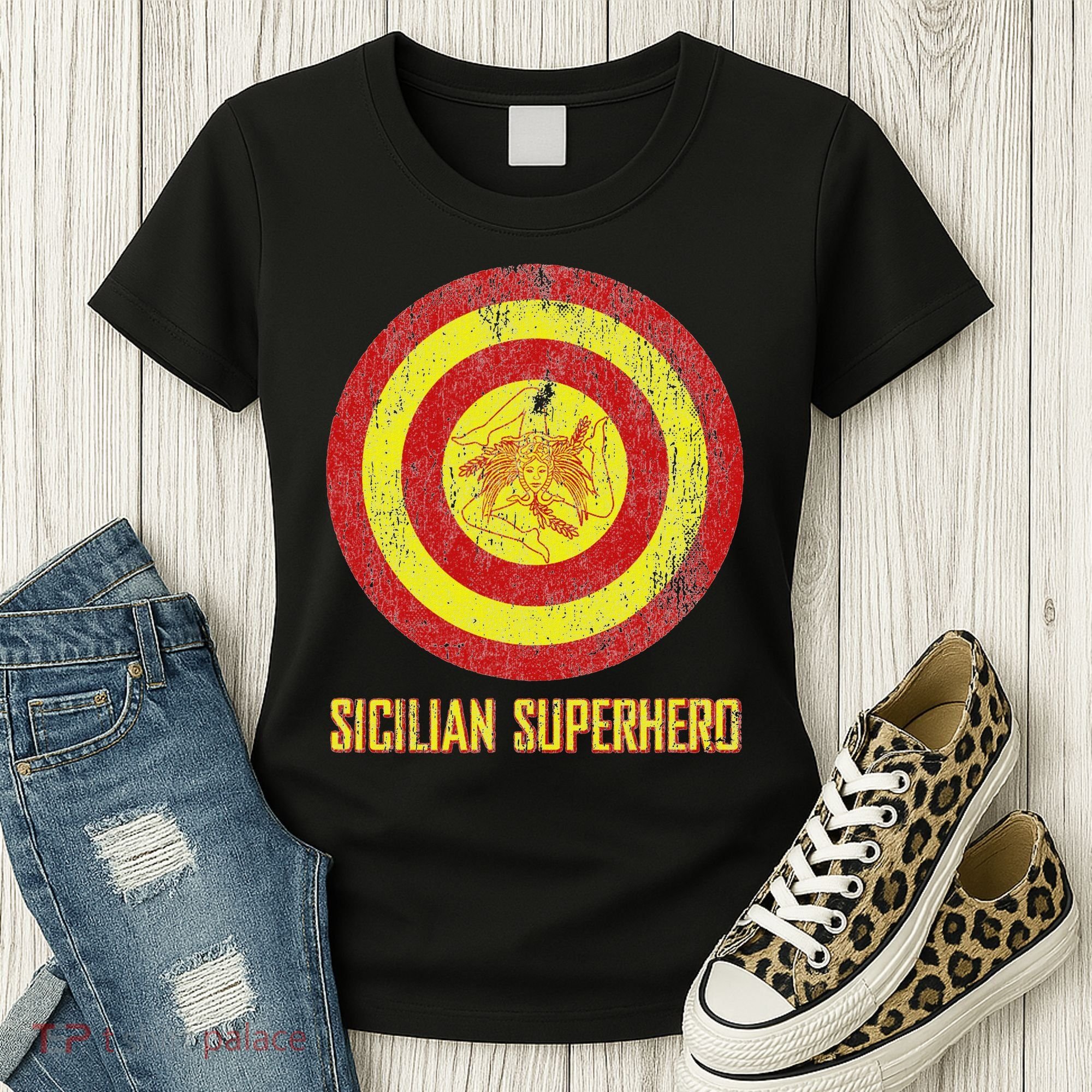 Sicilian Pride Sicilia Flag Super Hero Women's T-Shirt