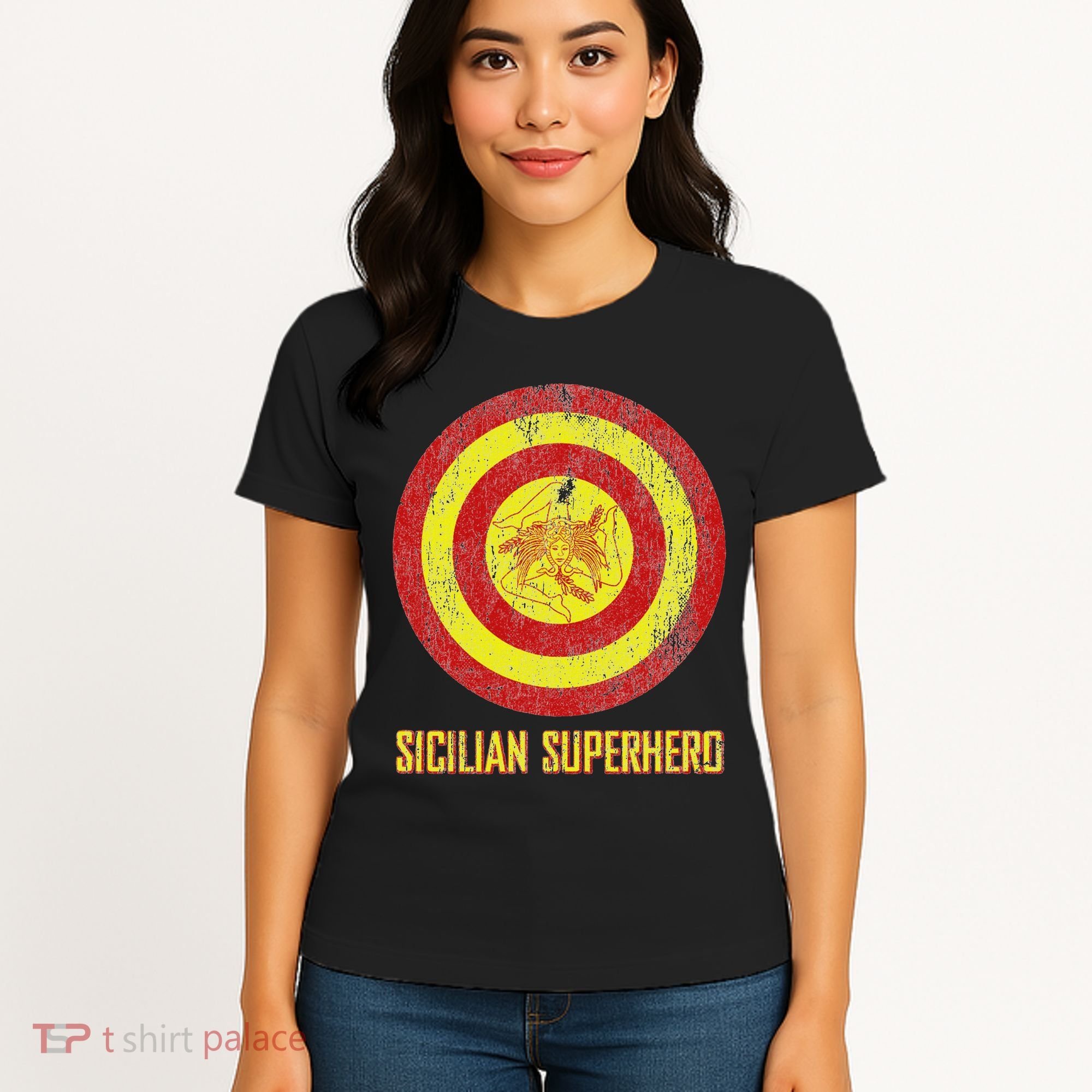 Sicilian Pride Sicilia Flag Super Hero Women's T-Shirt