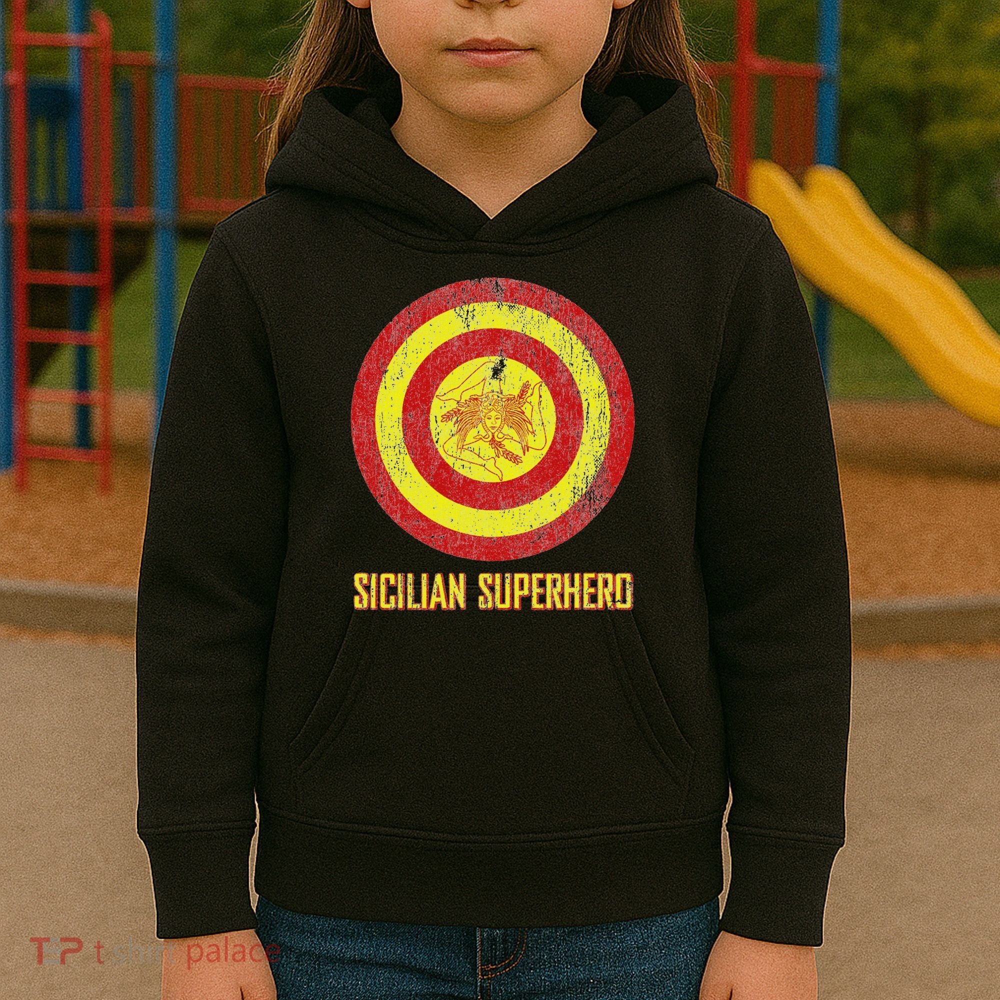 Sicilian Pride Sicilia Flag Super Hero Kids Hoodie