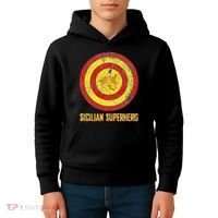 Sicilian Pride Sicilia Flag Super Hero Kids Hoodie thumb 4
