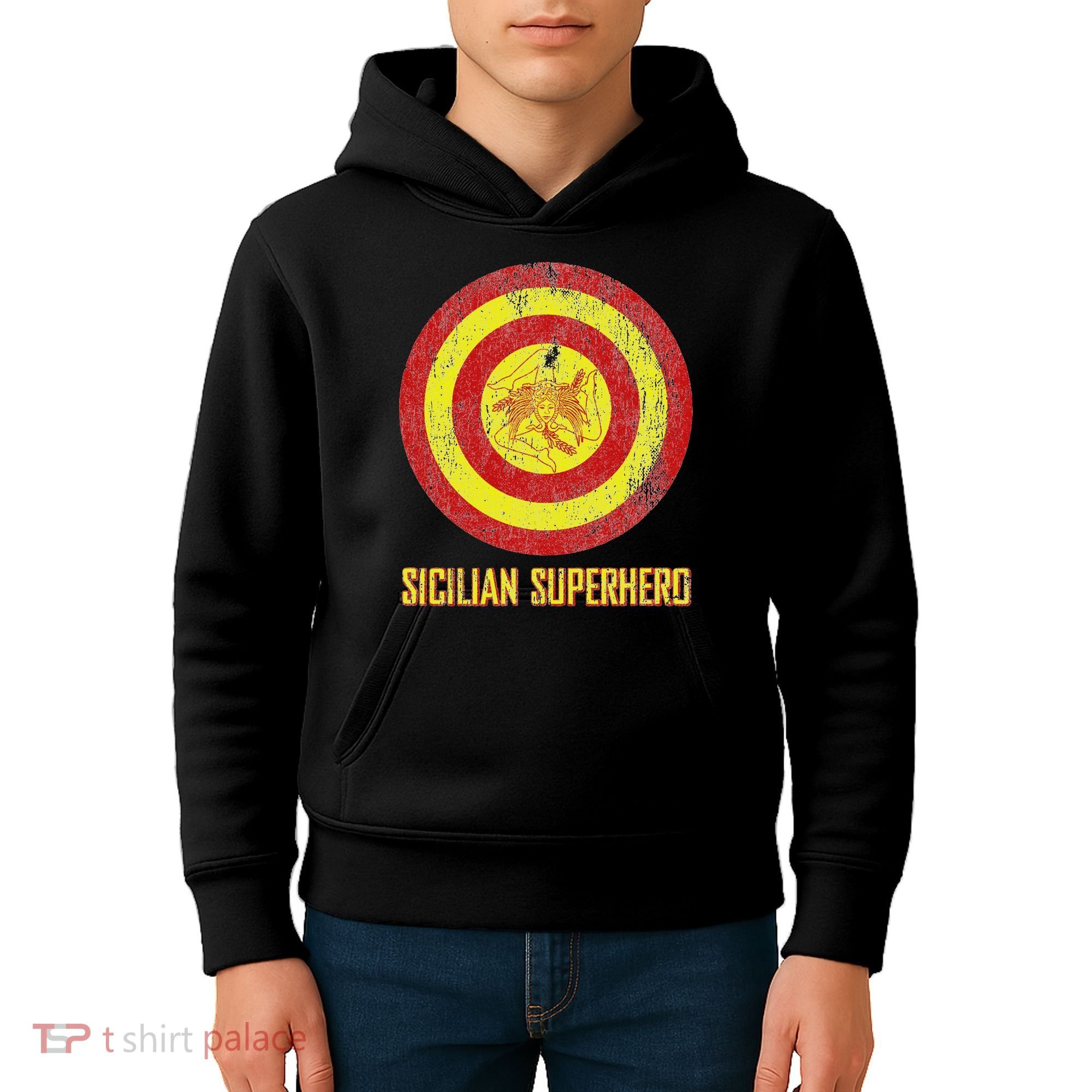 Sicilian Pride Sicilia Flag Super Hero Kids Hoodie