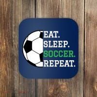Soccer Player Soccer Lover Eat Sleep Soccer Repeat Coaster thumb 0