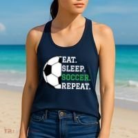 Soccer Player Soccer Lover Eat Sleep Soccer Repeat Women's Tank Top thumb 2