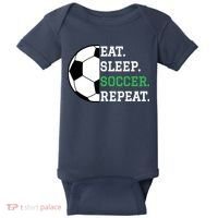 Soccer Player Soccer Lover Eat Sleep Soccer Repeat Baby Bodysuit thumb 0
