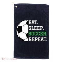 Soccer Player Soccer Lover Eat Sleep Soccer Repeat Golf Towel thumb 0