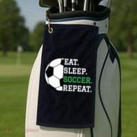 Soccer Player Soccer Lover Eat Sleep Soccer Repeat Golf Towel thumb 2