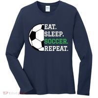 Soccer Player Soccer Lover Eat Sleep Soccer Repeat Women's Long Sleeve Shirt thumb 0