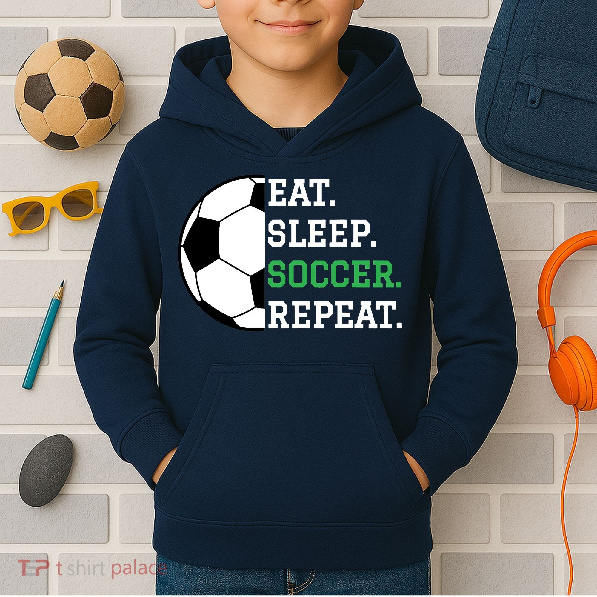 Soccer Player Soccer Lover Eat Sleep Soccer Repeat Kids Hoodie