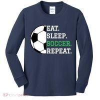 Soccer Player Soccer Lover Eat Sleep Soccer Repeat Kids Long Sleeve Shirt thumb 0