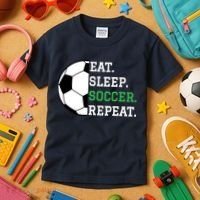 Soccer Player Soccer Lover Eat Sleep Soccer Repeat Kids T-Shirt thumb 3