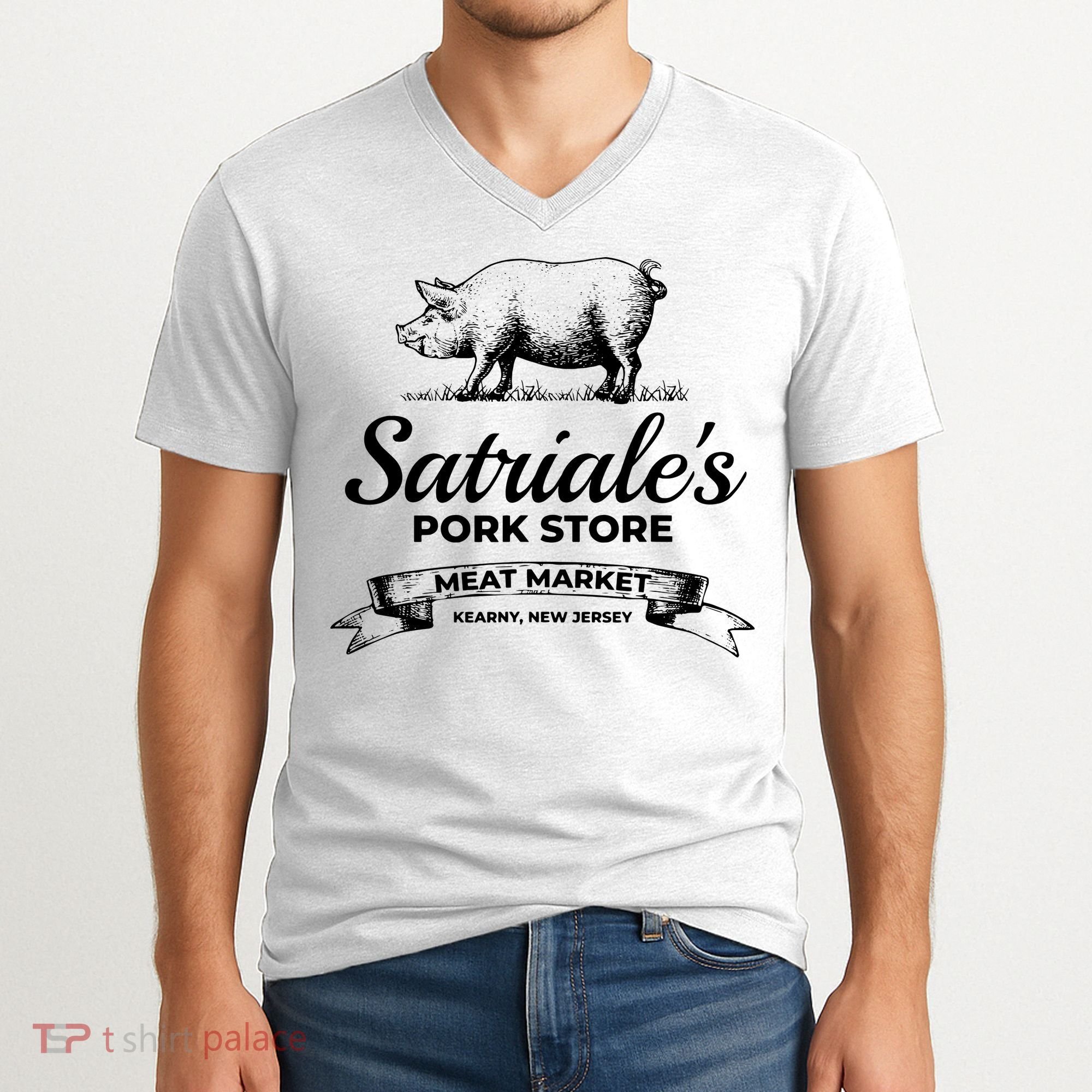 Satriales Pork Store Kearny New Jersey V-Neck T-Shirt