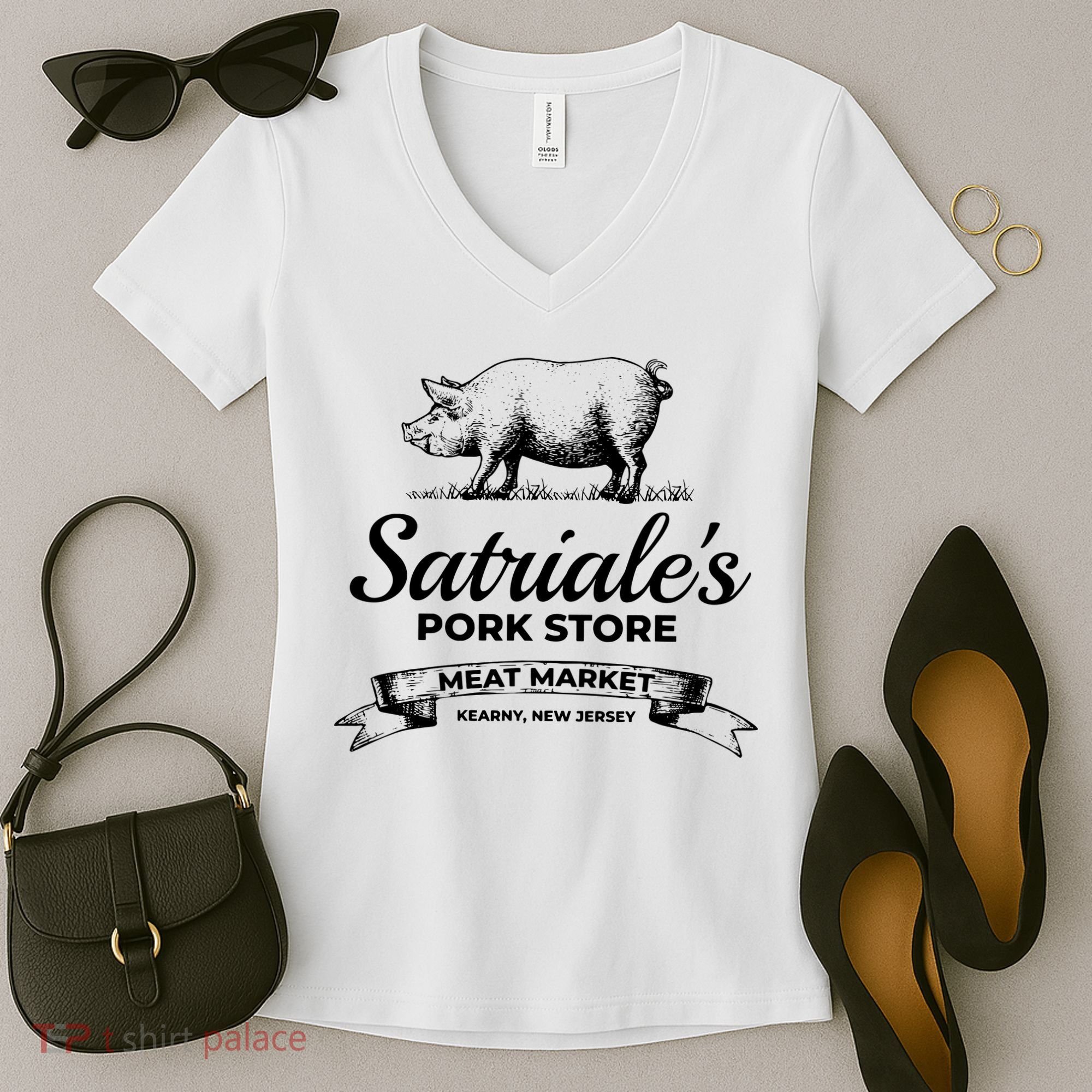 Satriales Pork Store Kearny New Jersey Women's V-Neck T-Shirt