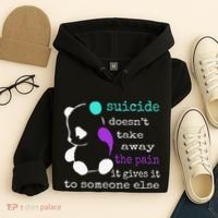 Suicide Pain Semicolon Gift Suicide Prevention Awareness Hoodie thumb 4