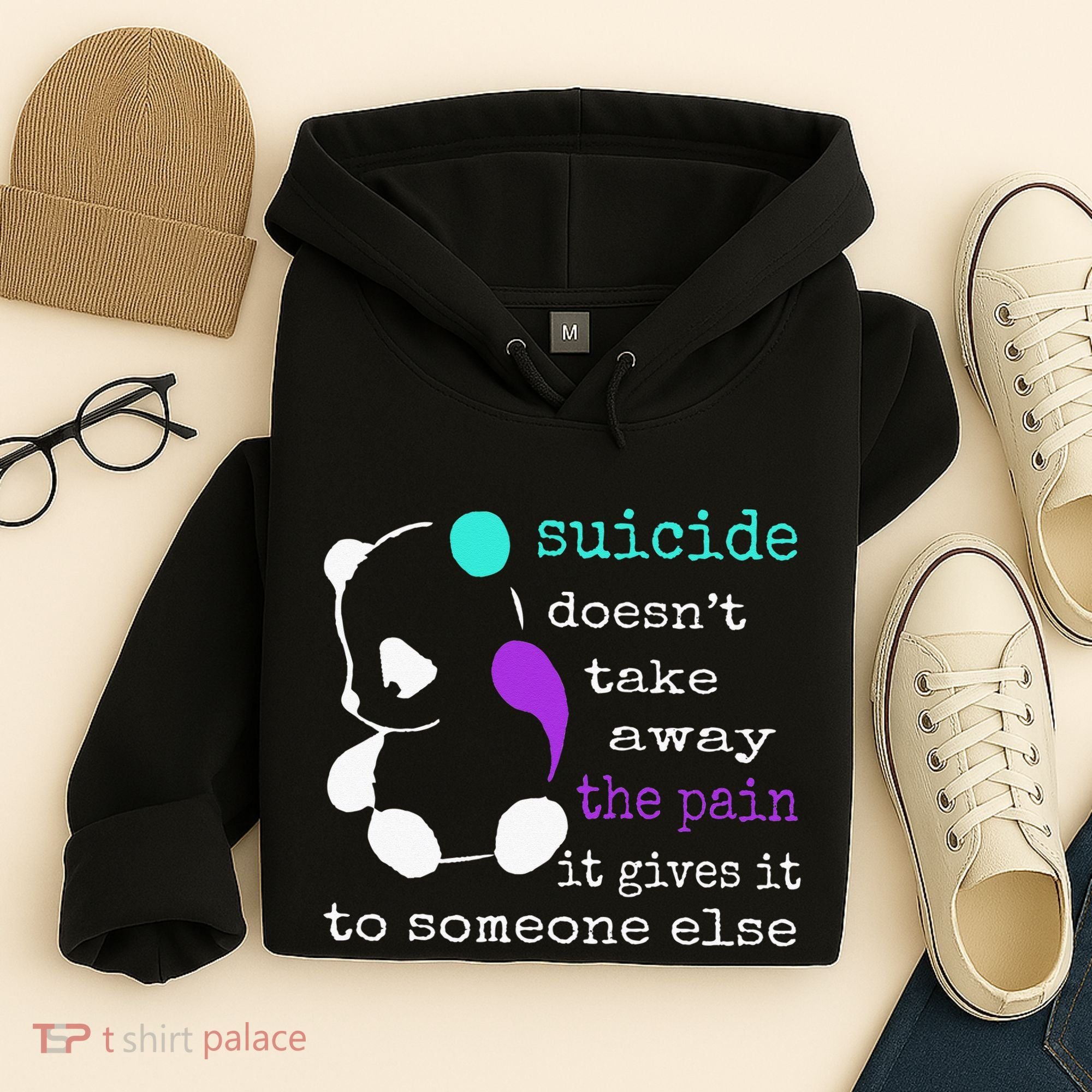 Suicide Pain Semicolon Gift Suicide Prevention Awareness Hoodie