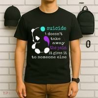 Suicide Pain Semicolon Gift Suicide Prevention Awareness T-Shirt thumb 6