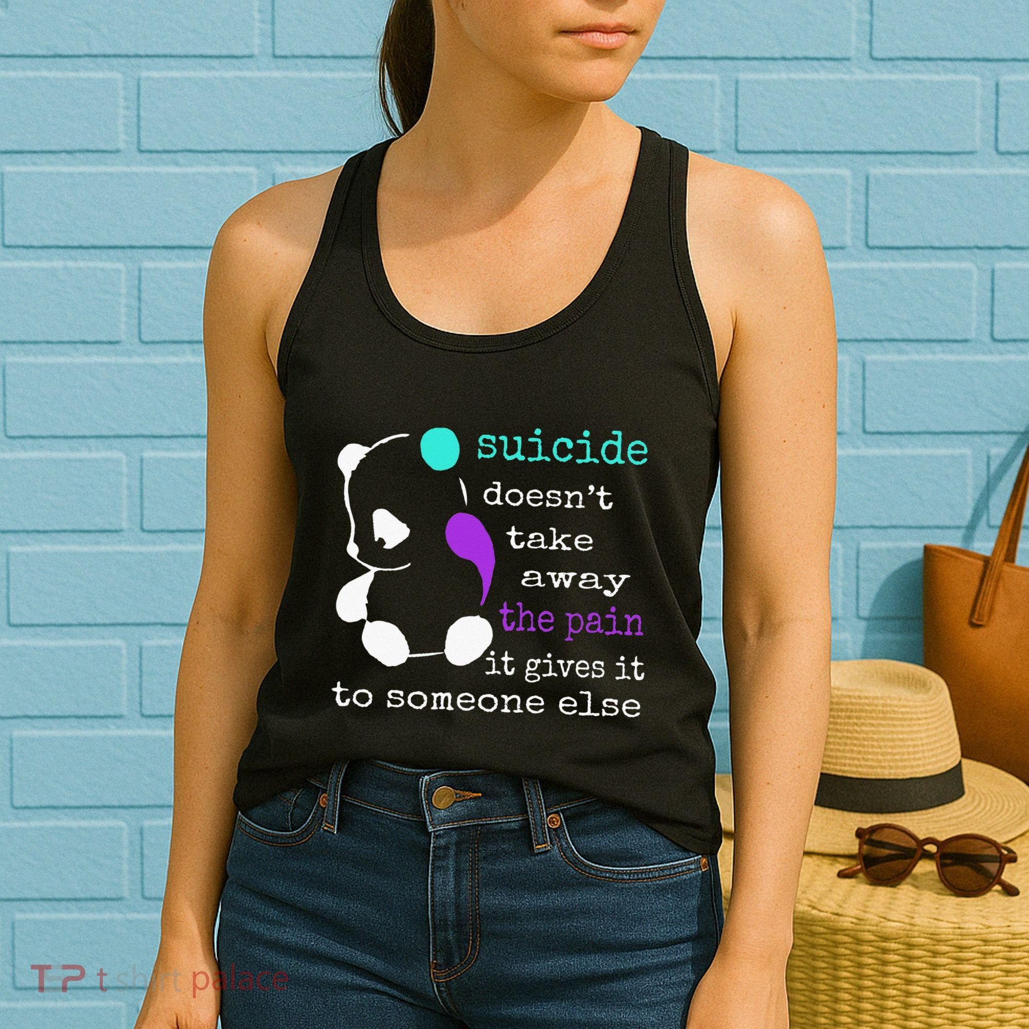 Suicide Pain Semicolon Gift Suicide Prevention Awareness Women's Tank Top