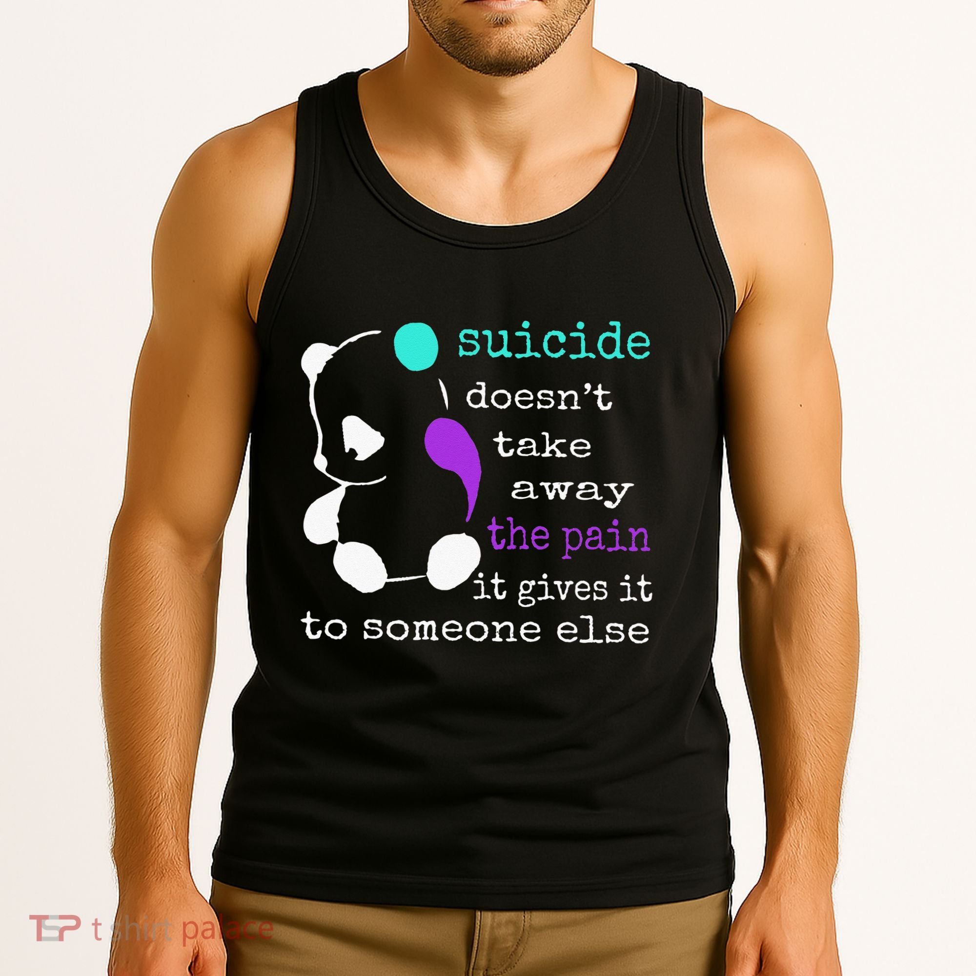 Suicide Pain Semicolon Gift Suicide Prevention Awareness Tank Top