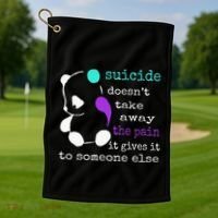 Suicide Pain Semicolon Gift Suicide Prevention Awareness Golf Towel thumb 1