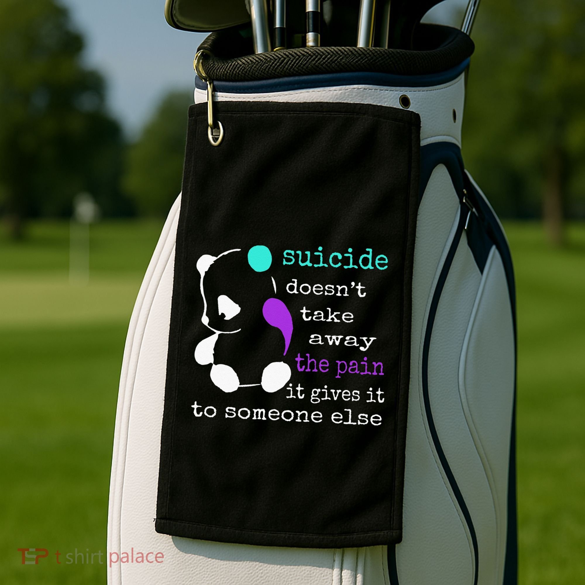 Suicide Pain Semicolon Gift Suicide Prevention Awareness Golf Towel