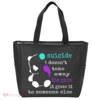 Suicide Pain Semicolon Gift Suicide Prevention Awareness Tote Bag thumb 0