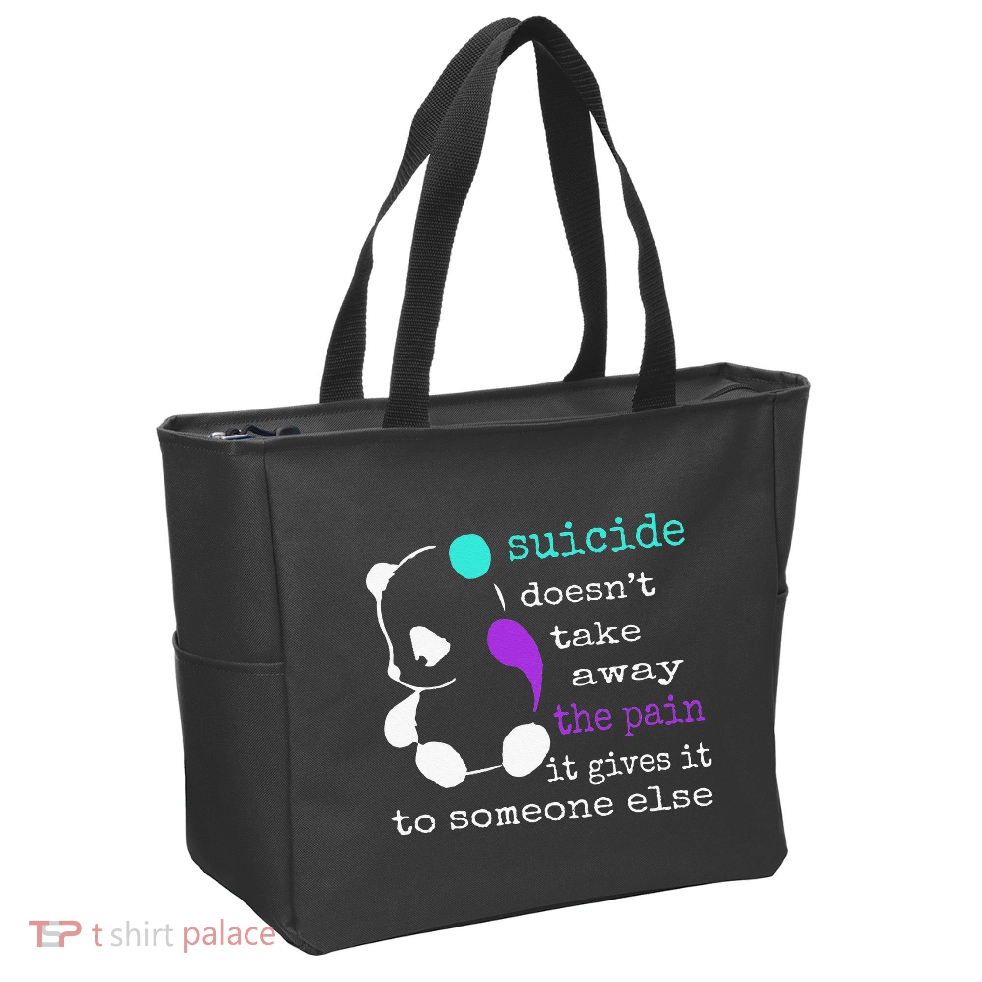 Suicide Pain Semicolon Gift Suicide Prevention Awareness Tote Bag