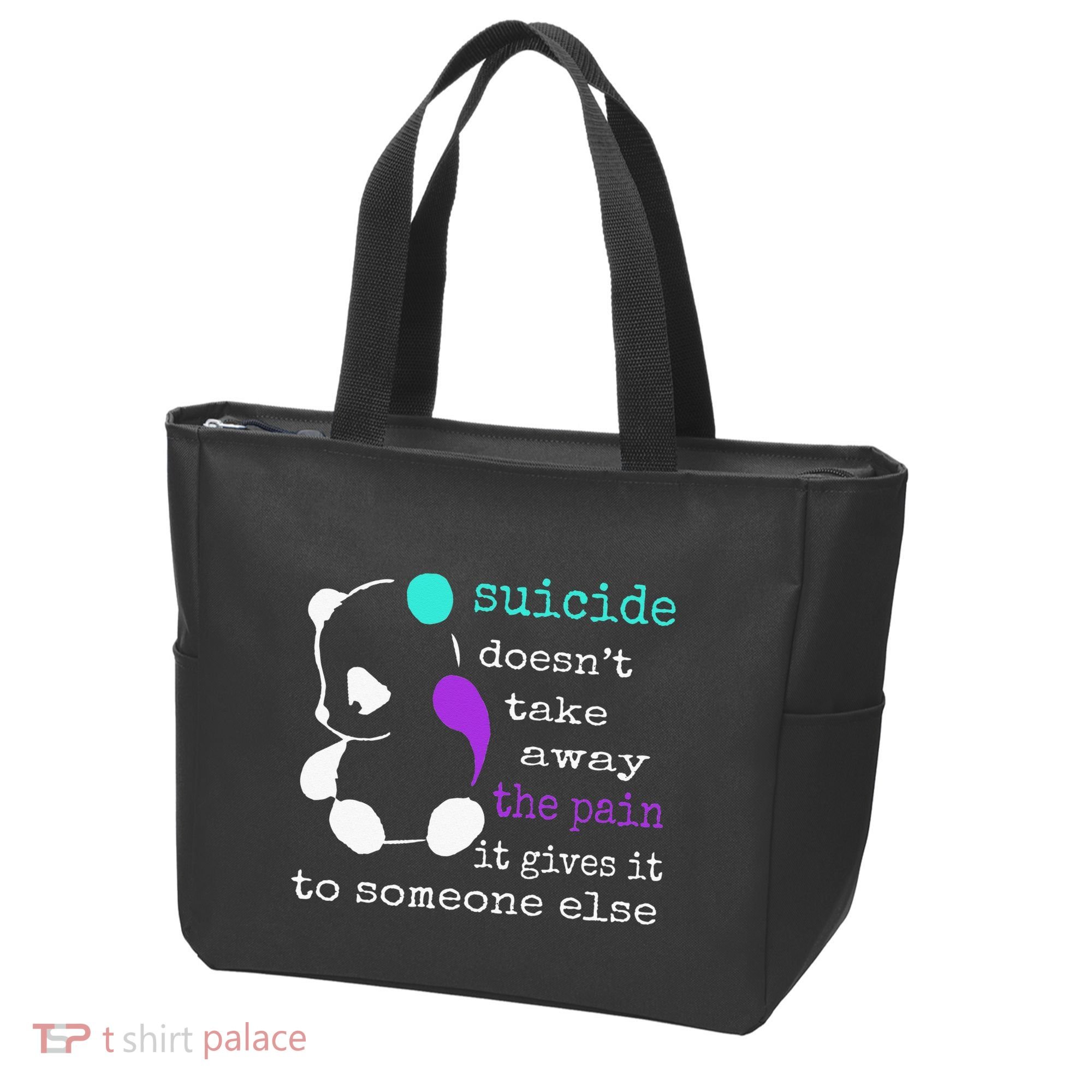 Suicide Pain Semicolon Gift Suicide Prevention Awareness Tote Bag