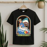 Stay Positive Shark Attack Funny Vintage Retro Comedy Gift T-Shirt thumb 2