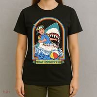 Stay Positive Shark Attack Funny Vintage Retro Comedy Gift T-Shirt thumb 4