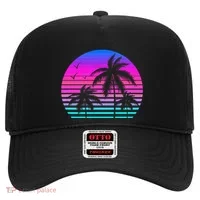 Sunset Palm Tree Cool Summer Vacation Style Vaporwave Hat thumb 0