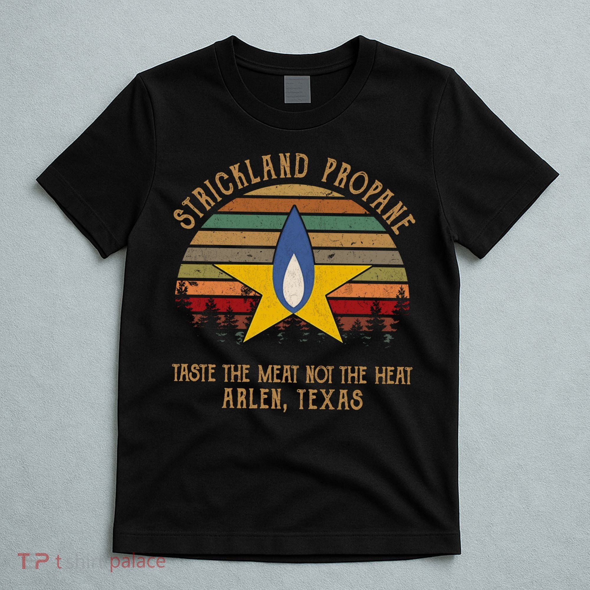 Strickland Propane Taste The Meat Not The Heat Arlen Texas Vintage T-Shirt