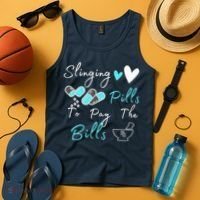 Slinging Pills To Pay The Bills Funny Pharmacist Pharmacy Tank Top thumb 4