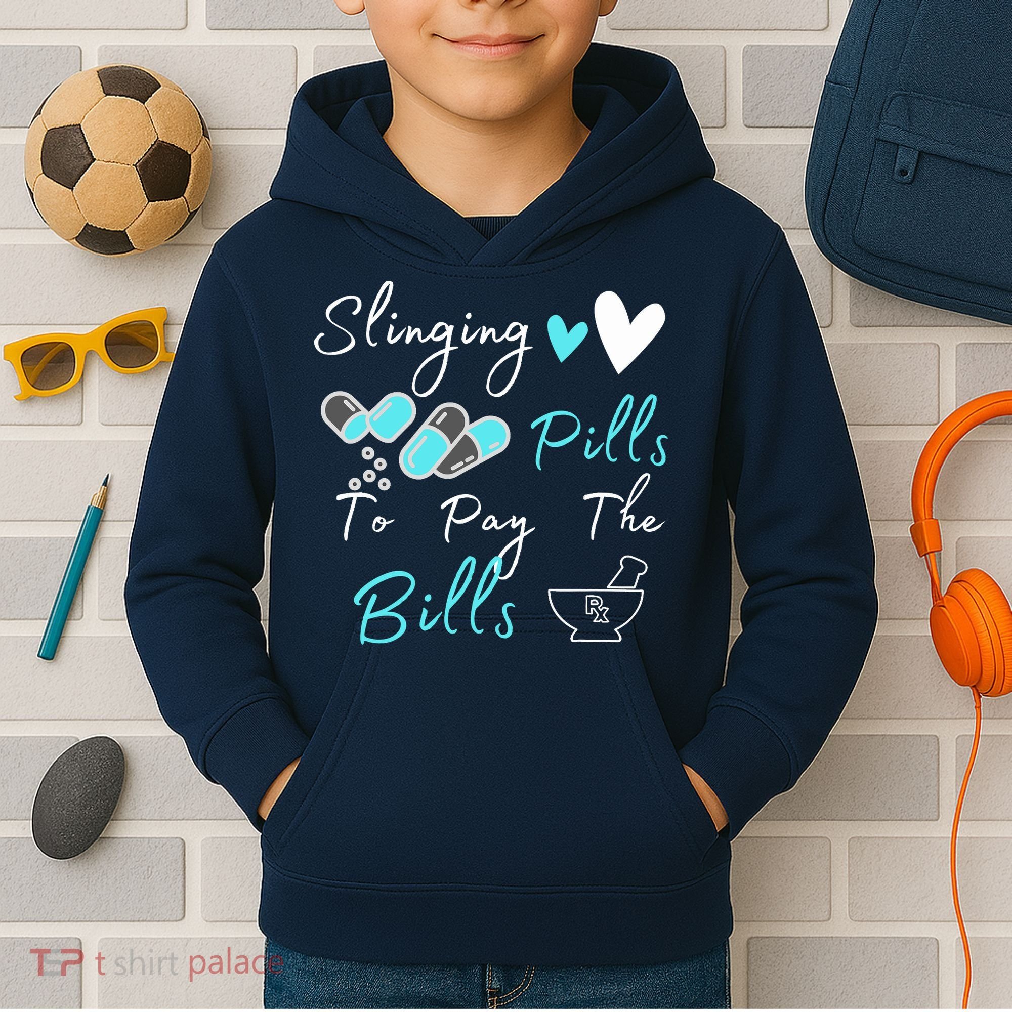 Slinging Pills To Pay The Bills Funny Pharmacist Pharmacy Kids Hoodie
