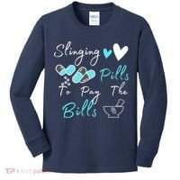 Slinging Pills To Pay The Bills Funny Pharmacist Pharmacy Kids Long Sleeve Shirt thumb 0