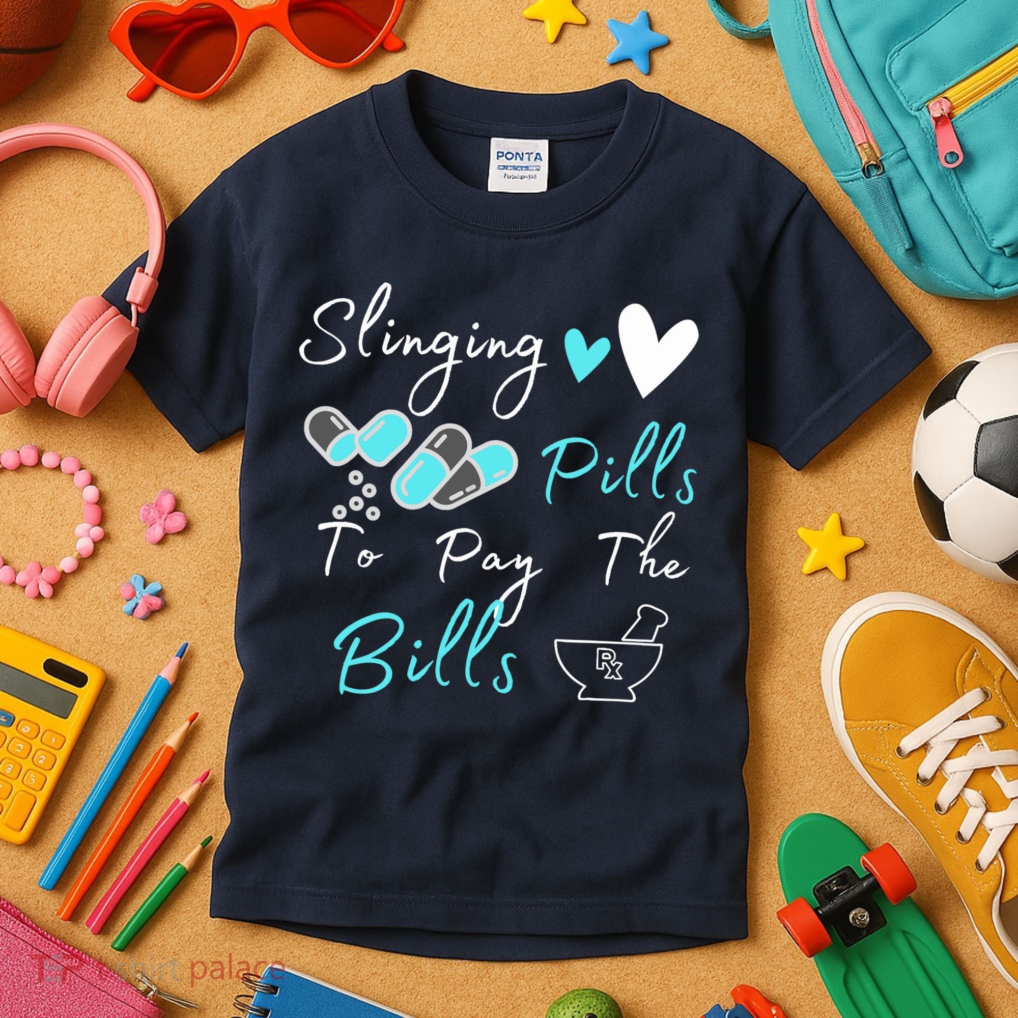 Slinging Pills To Pay The Bills Funny Pharmacist Pharmacy Kids T-Shirt