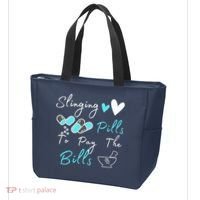Slinging Pills To Pay The Bills Funny Pharmacist Pharmacy Tote Bag thumb 3