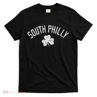 South Philly Text Irish Shamrock Distressed White Print T-Shirt thumb 0
