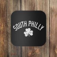 South Philly Text Irish Shamrock Distressed White Print Coaster thumb 0
