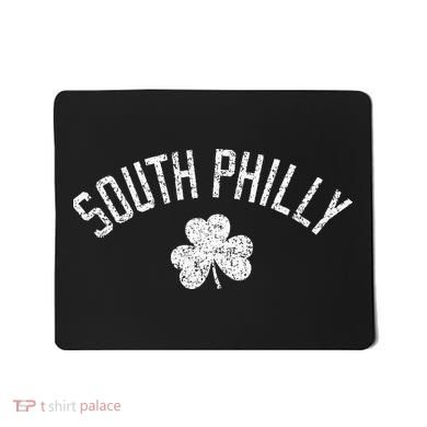South Philly Text Irish Shamrock Distressed White Print Mousepad