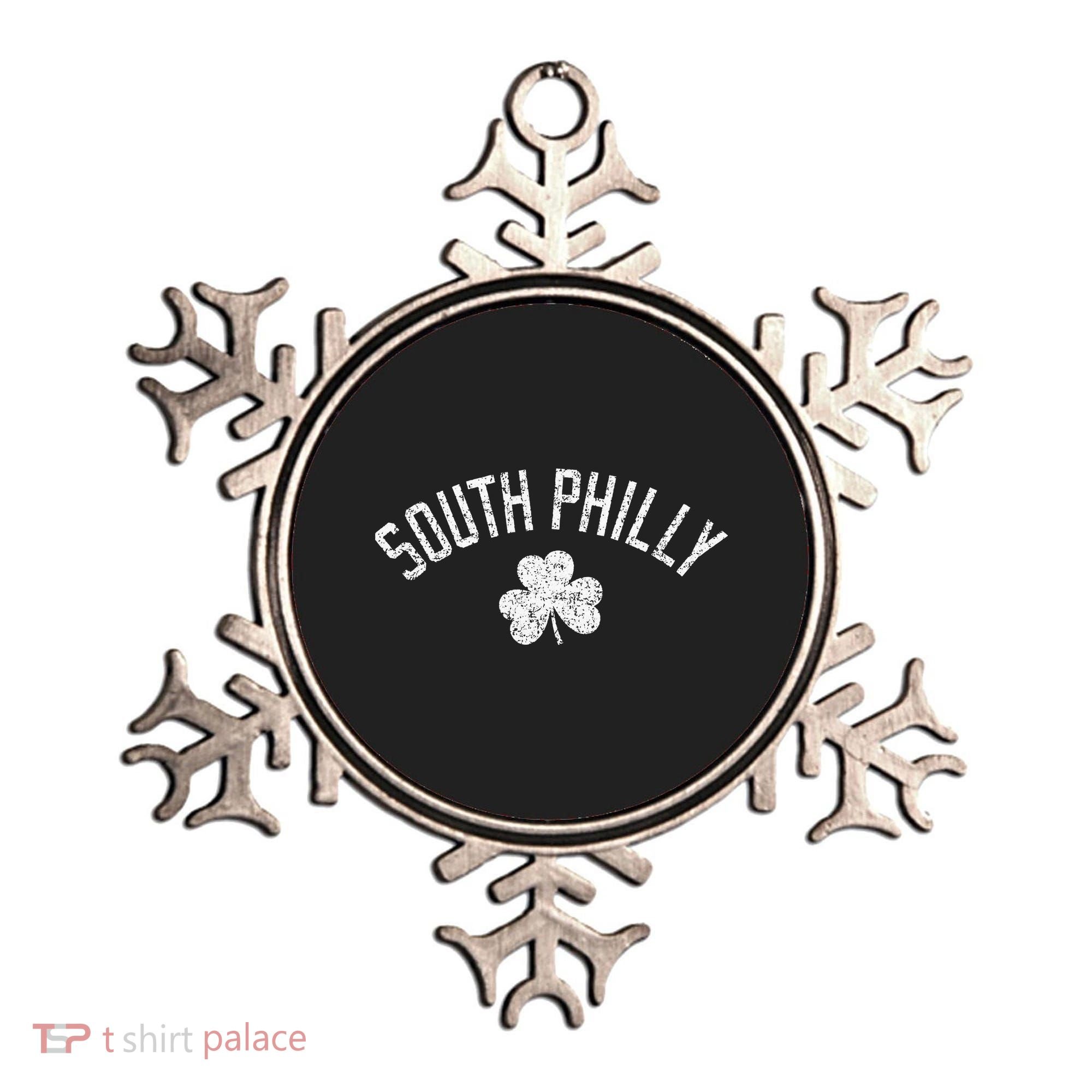 South Philly Text Irish Shamrock Distressed White Print Ornament
