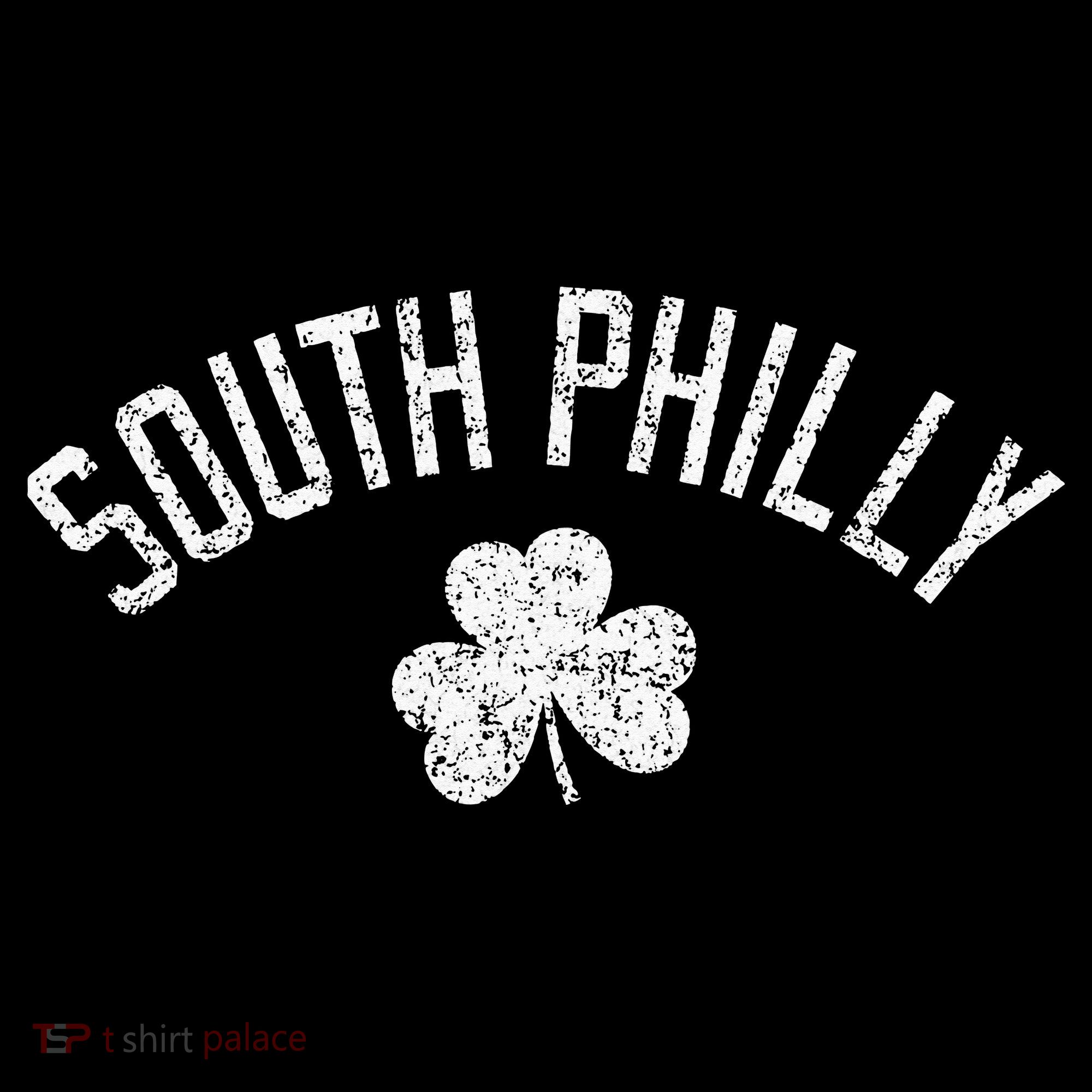 South Philly Text Irish Shamrock Distressed White Print Women's T-Shirt
