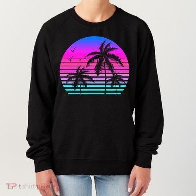 Sunset Palm Tree Cool Summer Vacation Style Vaporwave Women's Sweatshirt
