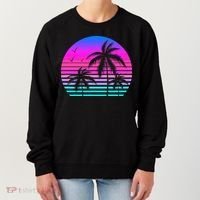 Sunset Palm Tree Cool Summer Vacation Style Vaporwave Women's Sweatshirt thumb 0